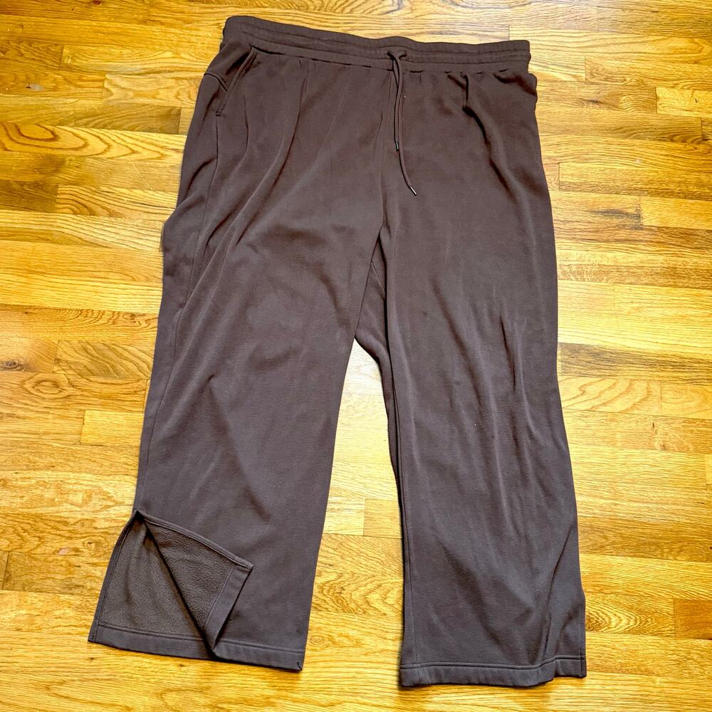 Zella Womens 3X Plus Size Brown Wide Leg Sweat Pants Pockets Casual Athleisure
